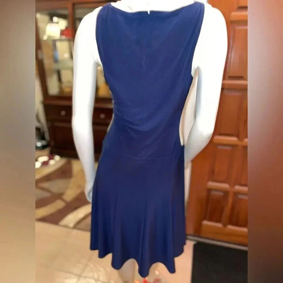 RALPH LAUREN SLEEVELESS NAVY /YELLOW FIT AND FLARE STRETCH DRESS SIZE 2 - Picture 8 of 13